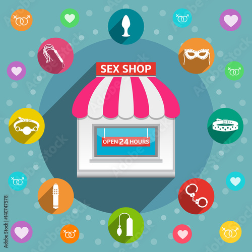 Sex shop flat design concept