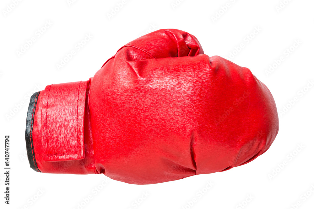 red boxing gloves on white - obrazy, fototapety, plakaty 