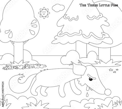 Coloring three little pigs 11: the hungry wolf