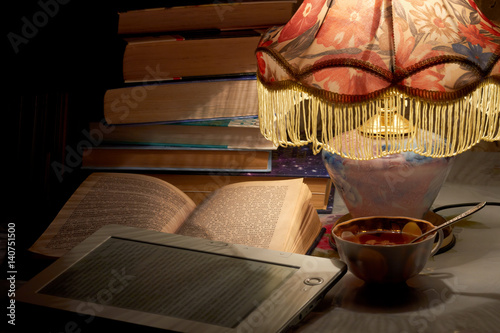 Books and reading lamp 