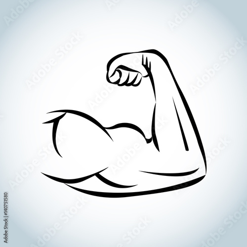 Strong power, muscle arms vector icon. Isolated vector illustration.