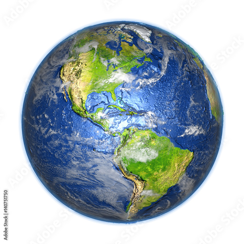 Fototapeta Naklejka Na Ścianę i Meble -  Americas on Earth isolated on white