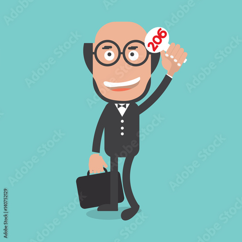 Businessman Show Bidding Price Vector Illustration