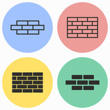 Brick wall icon set.