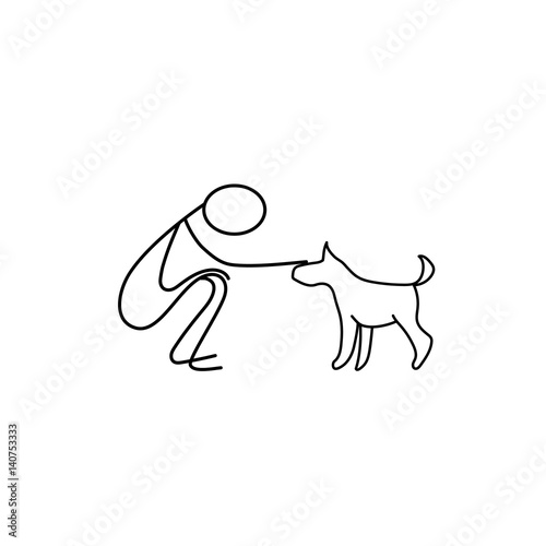 Man and pet stick figure vector