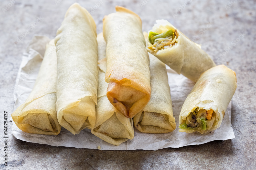 Stacked spring rolls with pork and vegetables Stacked spring rolls with pork and vegetables