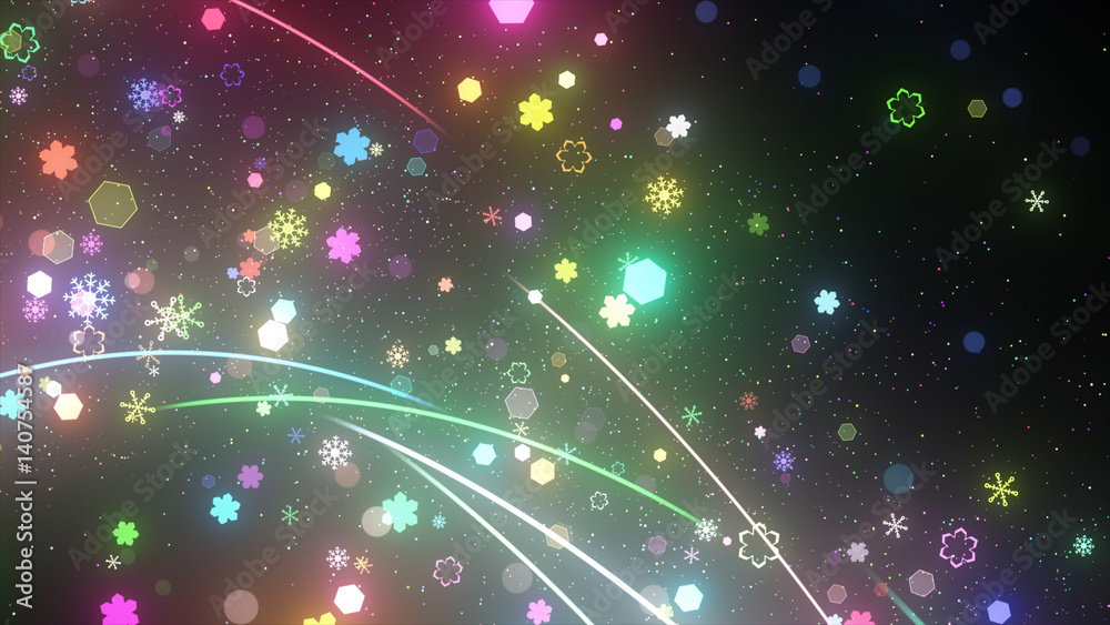 ラインときらきらパーティクルの背景 雪結晶 Stock イラスト Adobe Stock