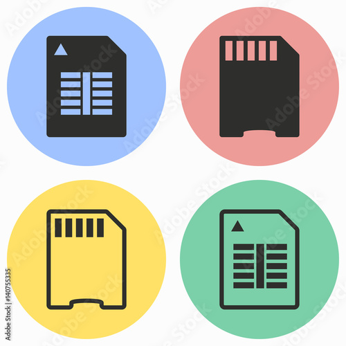 Memory card icon set.