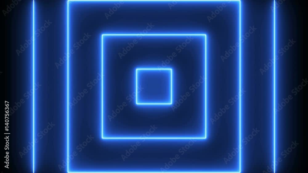 Abstract background with neon squares. Seamless loop