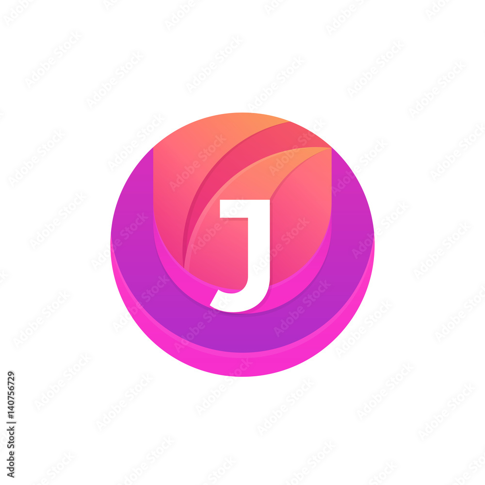 Letter J logo abstract circle shape element. Vector round company icon sign. Letter J logo abstract circle shape element. Vector round company icon sign.