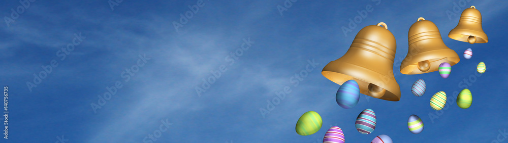 Obraz premium cloches pâques œufs