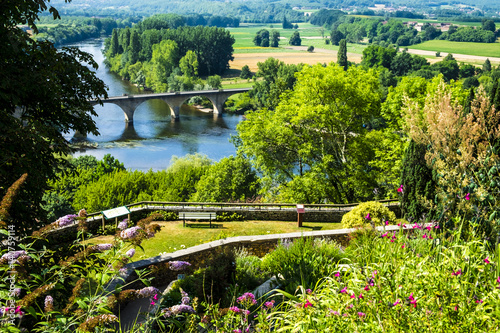 View of Dordogne river from Limeuil Castle in France