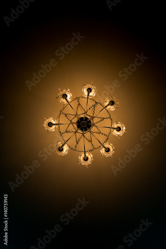 View from below electric ceiling lamp
