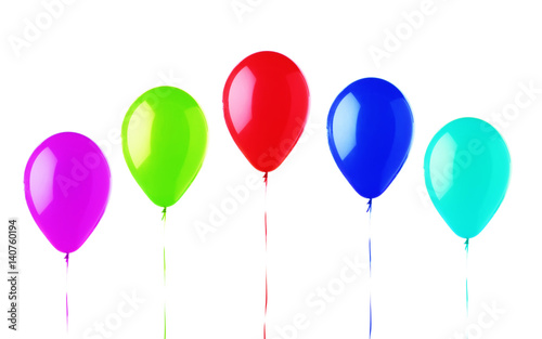 Colorful bright balloons isolated on white