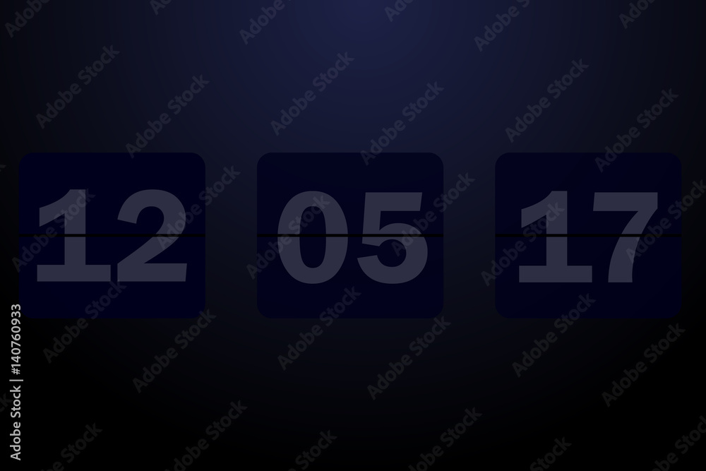 Countdown timer clock counter. Flip vector timer template. Display information of minute, hour. Scoreboard info Countdown timer clock counter. Flip vector timer template. Display information of minute, hour. Scoreboard info
