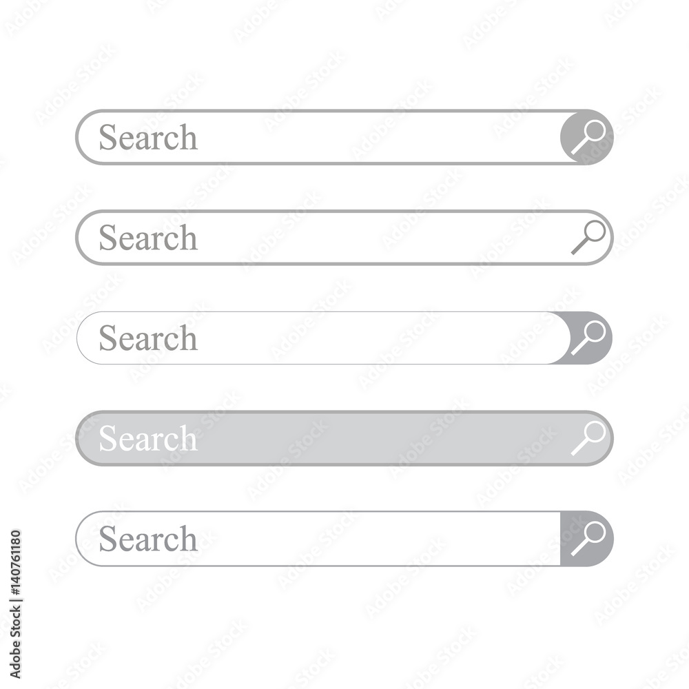 Search bar vector element design, set of search boxes ui template isolated on white background Search bar vector element design, set of search boxes ui template isolated on white background