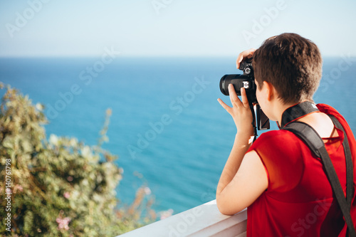 Girl traveling through Spain with her Camera