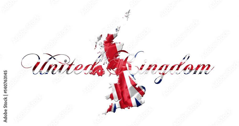 United Kingdom Map With Flag On It Isolated On White Background 3D illustration United Kingdom Map With Flag On It Isolated On White Background 3D illustration