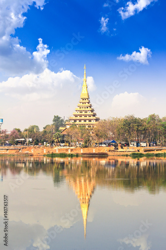 Photography Reflection of Phra Mahathat Kaen Nakhon, Khon Kaen, Thailand
