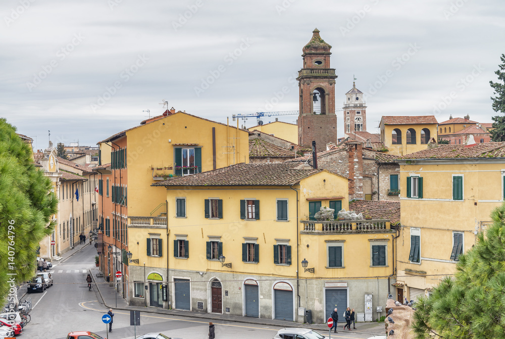 Aerial view of Pisa homes, Tuscany