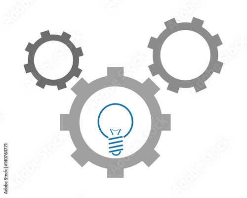 ingranaggi con lampadina illustrazione vettoriale