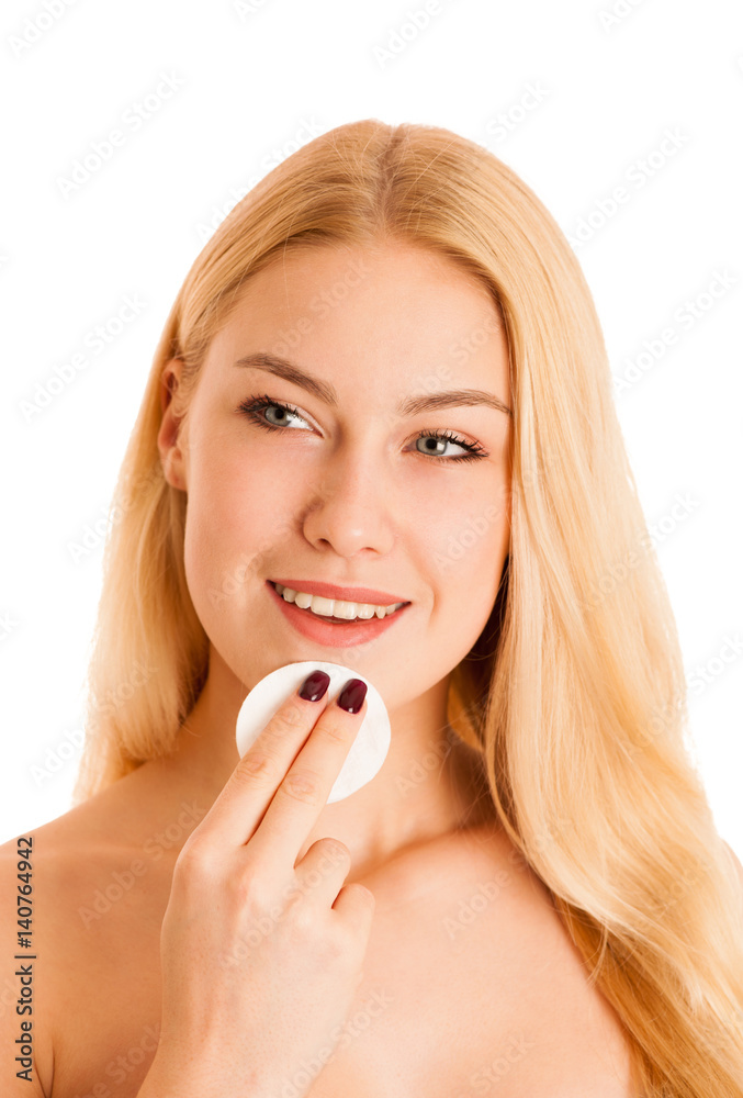 skin care - beautiful young woman nurturing her skin isolated over white background skin care - beautiful young woman nurturing her skin isolated over white background