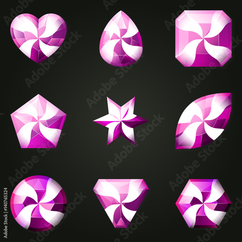 Set of gemstones for game