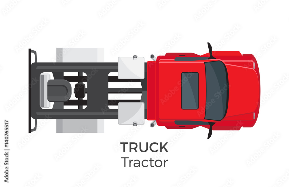 Tractor Truck Top View Flat Vector Icon