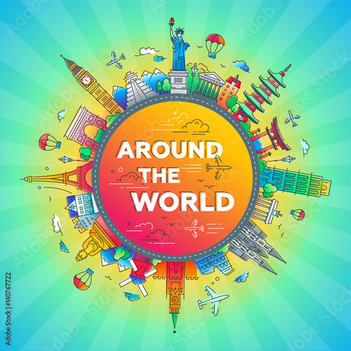 Around the World - flat design travel composition