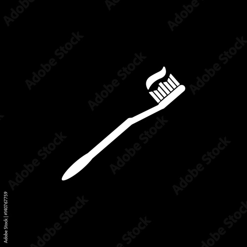 Toothbrush with paste solid icon, dental care and health, vector graphics, a filled pattern on a black background, eps 10.