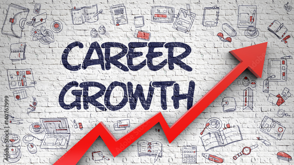 Career Growth Drawn on Brick Wall. 