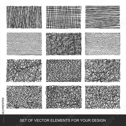 Collection of textures, brushes, graphics, design element. Hand-drawn. Abstract background. Modernistic Art.