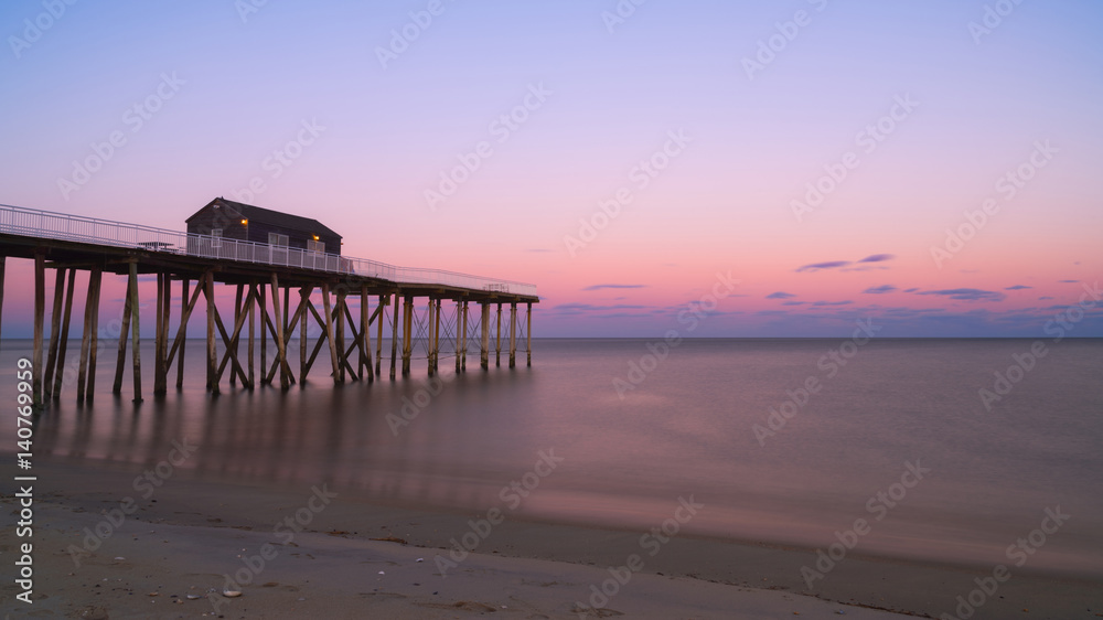 Sunset at Belmar Fishing Pier in New Jersey 