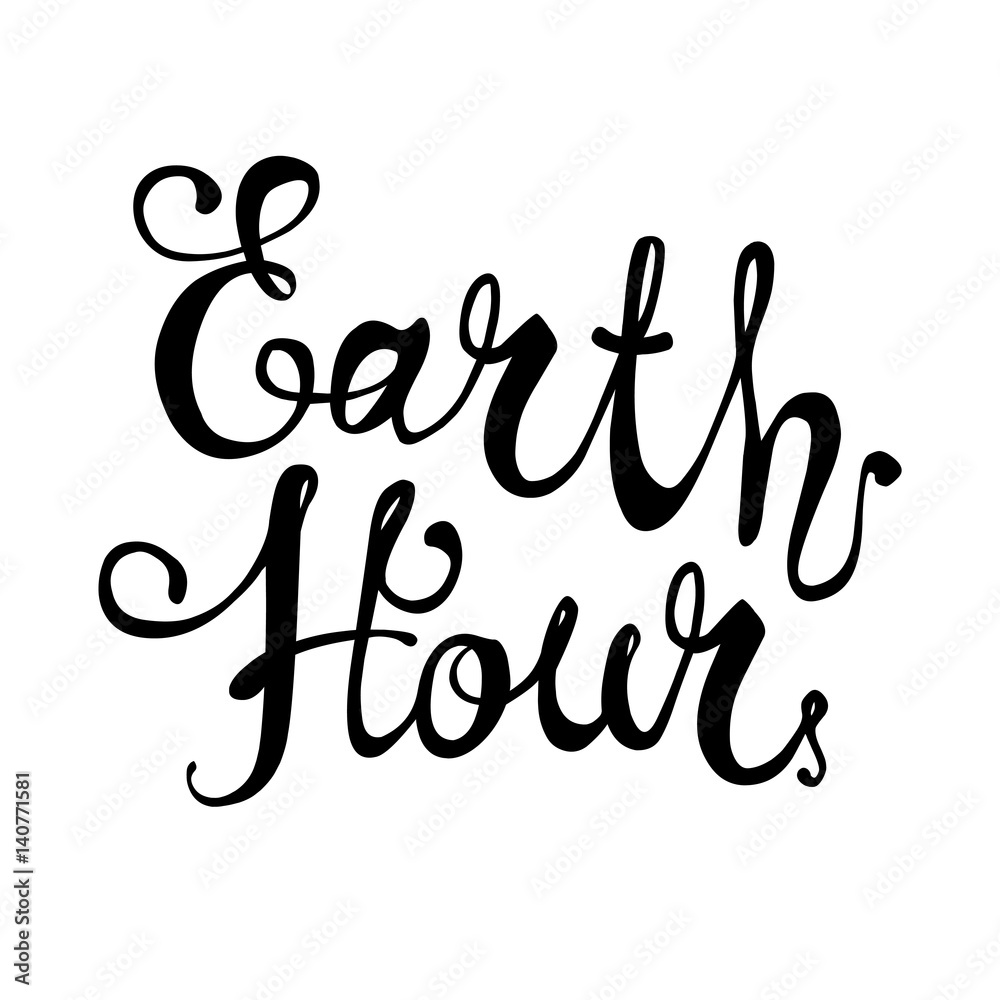 EARTH HOUR. Hand written lettering