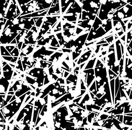 Pattern / element with random, scattered shapes. Rough texture. Abstract monochrome illustration