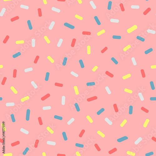 Colorful donut glaze with sprinkles. Seamless pattern.