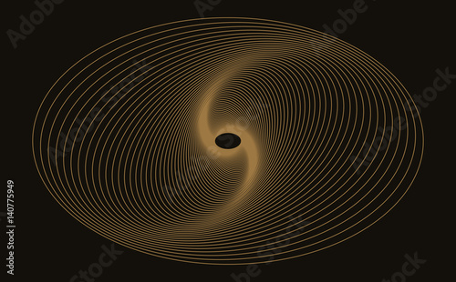 linear galaxy shape in gold and black