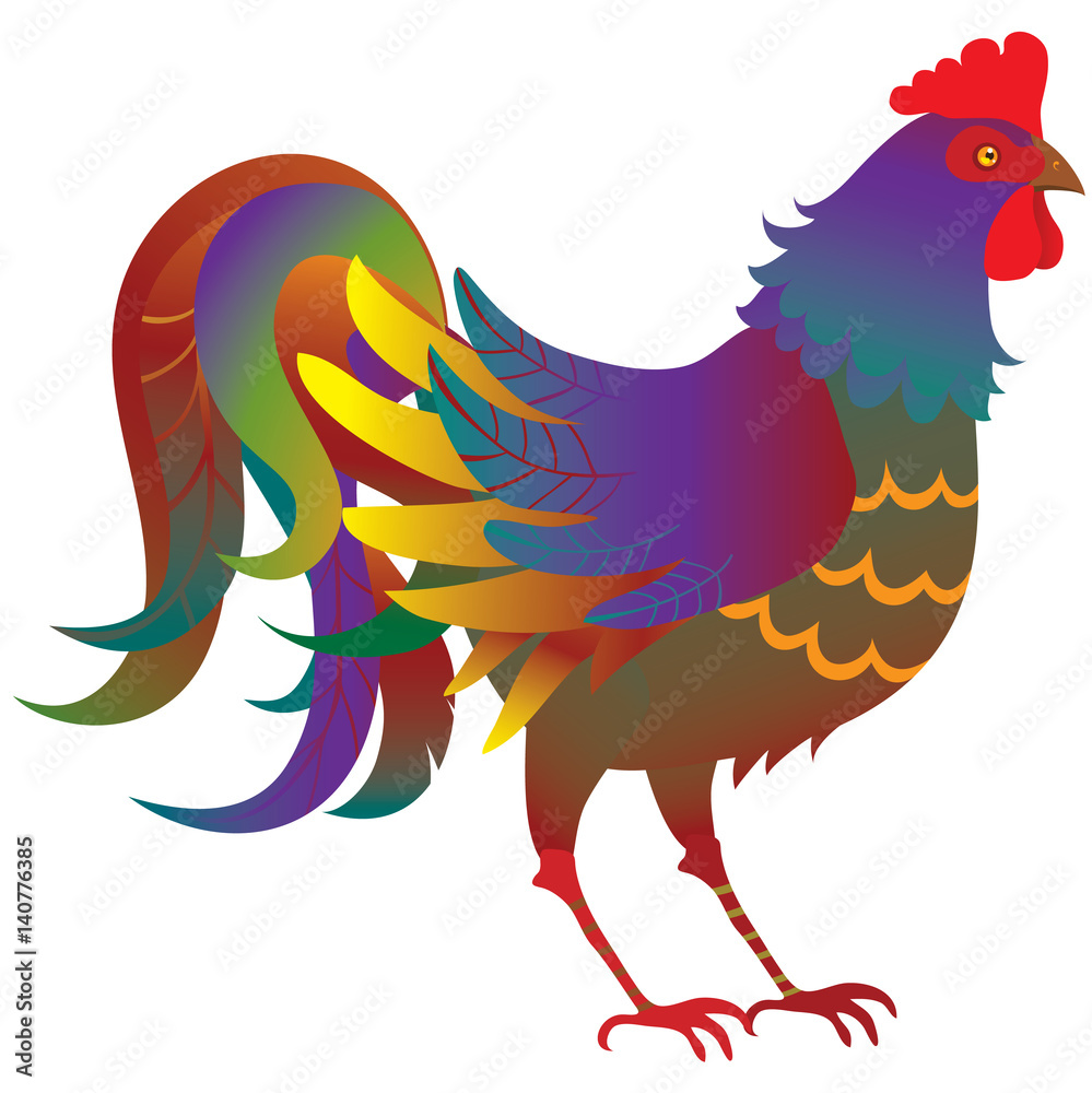 Fototapeta premium Colorful vector rooster chicken cock cockerel