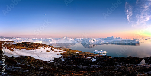 Beautiful icebergs are on arctic ocean in Greenland