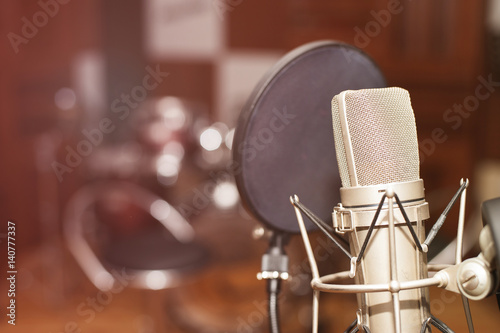 Microphone in a recording studio