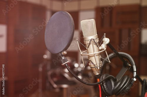 Microphone in a recording studio