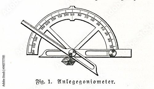 Obraz na plátně Manual goniometer for use in crystallography (from Meyers Lexikon, 1895, 7/754)