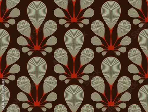 bulb flowers seamless pattern in red and brown