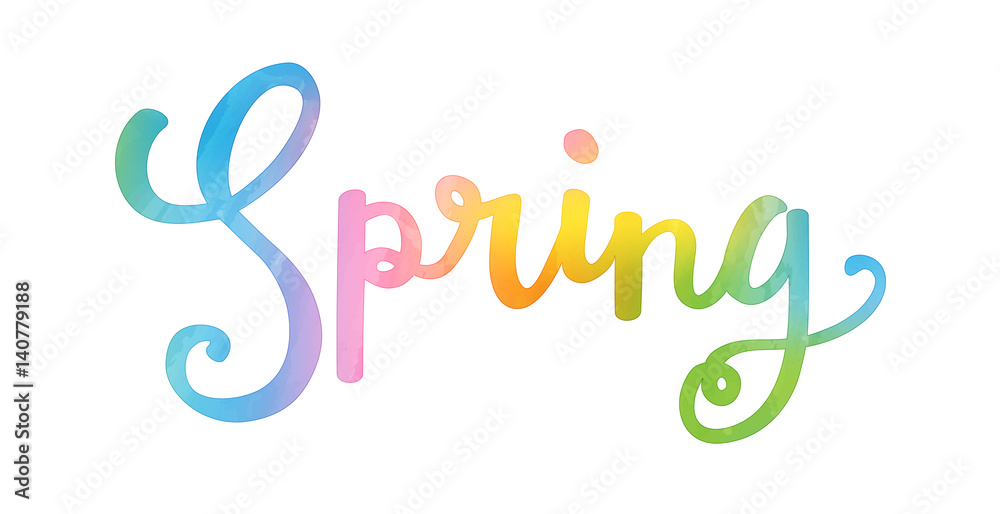 SPRING colourful vector hand lettering icon SPRING colourful vector hand lettering icon