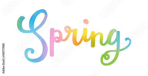 SPRING colourful vector hand lettering icon