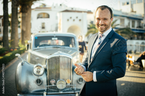 rich man in the summer in suit