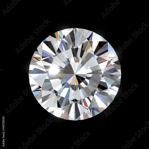 Kriger parkere klynke Realistic Diamond in top view isolated on black background 3d illustration  Stock-illustration | Adobe Stock