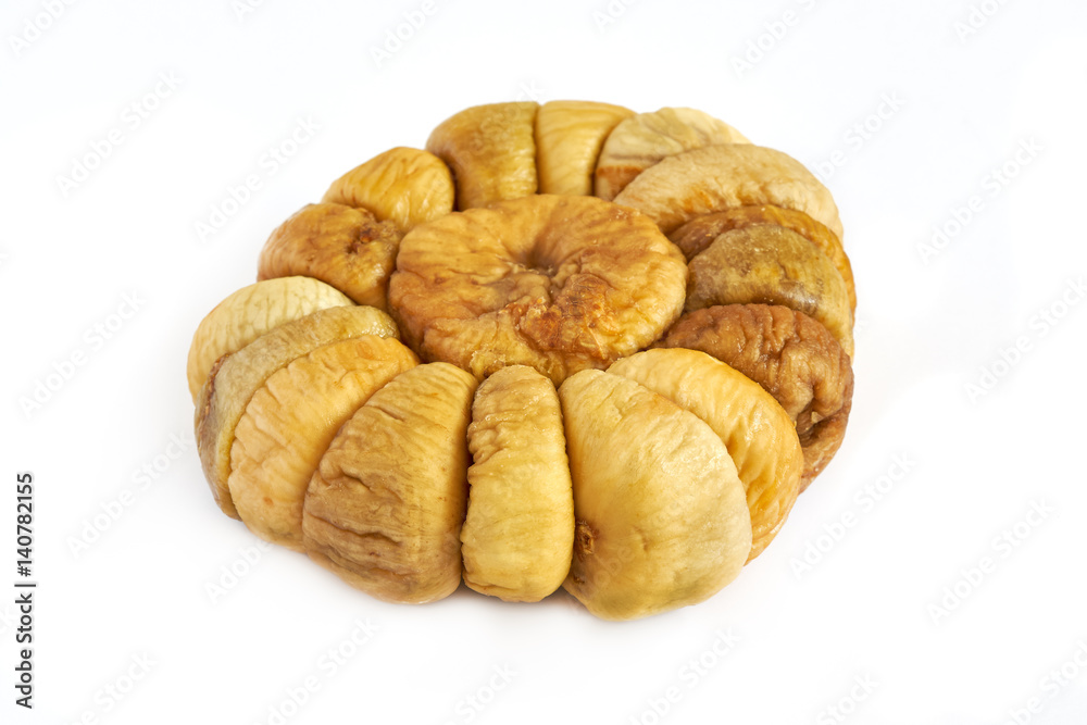 Dried figs in round packaging isolated on white background Dried figs in round packaging isolated on white background