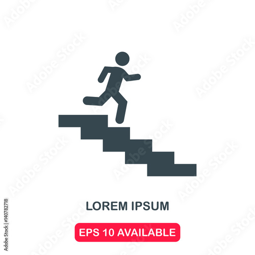 Running to exit on stairs icon vector © iconcorner