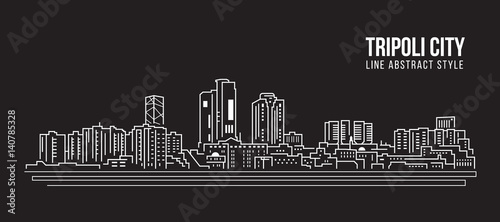 Cityscape Building Line art Vector Illustration design - Tripoli city photo